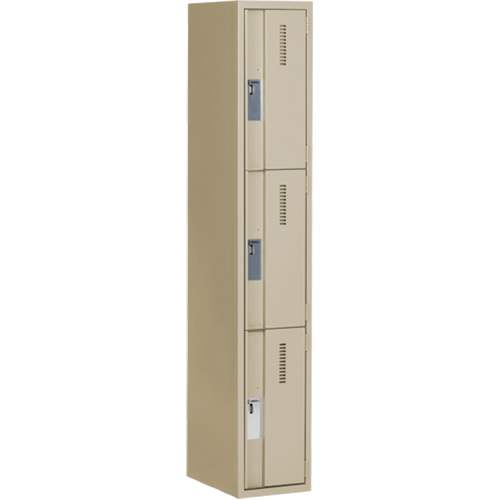 Concorde Heavy-Duty Lockers, 3 -tier, 12" x 18" x 72", Steel, Beige, Welded (Assembled) Sécurité Médic
