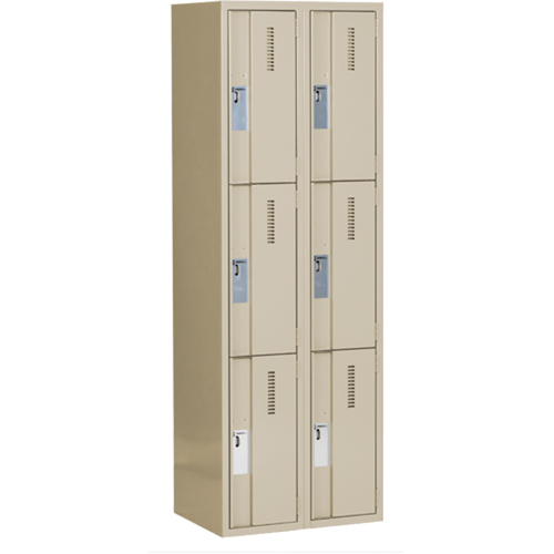 Concorde Heavy-Duty Lockers, 3 -tier, Bank of 2, 24" x 18" x 72", Steel, Beige, Welded (Assembled) Sécurité Médic