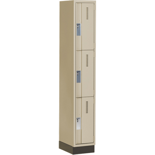 Concorde Heavy-Duty Lockers, 3 -tier, 12" x 18" x 76", Steel, Beige, Welded (Assembled) Sécurité Médic