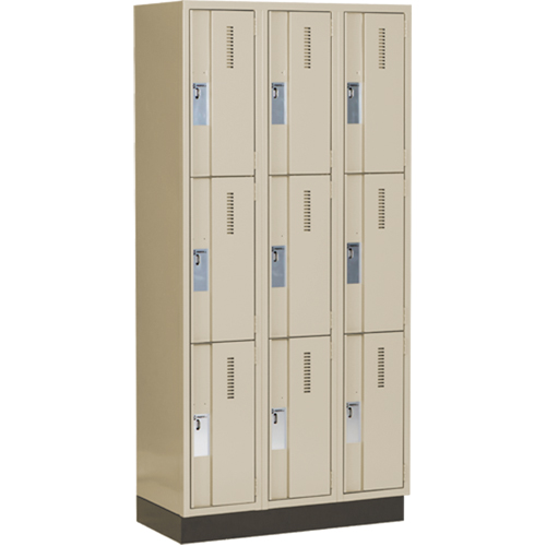 Casiers robustes Concorde, 3 niveaux, Bloc de 3, 36" x 18" x 76", Acier, Beige, Soud&eacute; (assembl&eacute;) Sécurité Médic
