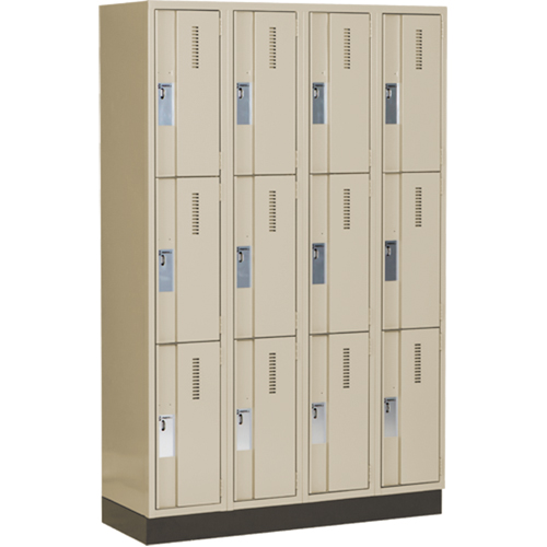 Casiers robustes Concorde, 3 niveaux, Bloc de 4, 48" x 18" x 76", Acier, Beige, Soud&eacute; (assembl&eacute;) Sécurité Médic