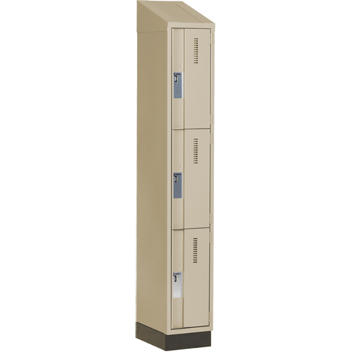 Concorde Heavy-Duty Lockers, 3 -tier, 12" x 18" x 82", Steel, Beige, Welded (Assembled) Sécurité Médic