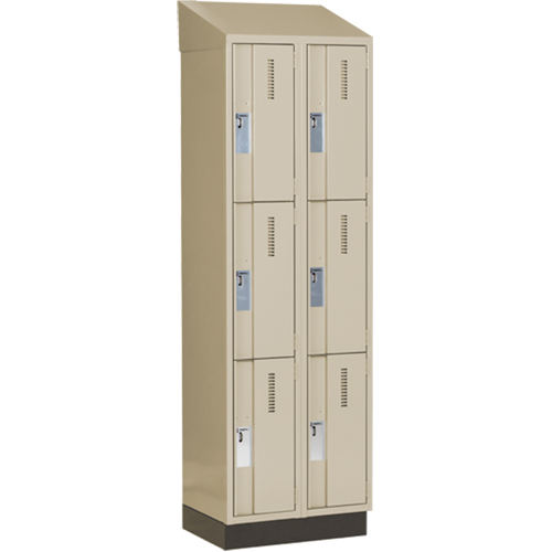 Casiers robustes Concorde, 3 niveaux, Bloc de 2, 24" x 18" x 82", Acier, Beige, Soud&eacute; (assembl&eacute;) Sécurité Médic