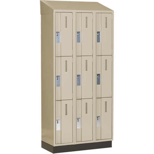 Concorde Heavy-Duty Lockers, 3 -tier, Bank of 3, 36" x 18" x 82", Steel, Beige, Welded (Assembled) Sécurité Médic