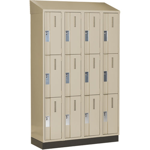 Concorde Heavy-Duty Lockers, 3 -tier, Bank of 4, 48" x 18" x 82", Steel, Beige, Welded (Assembled) Sécurité Médic