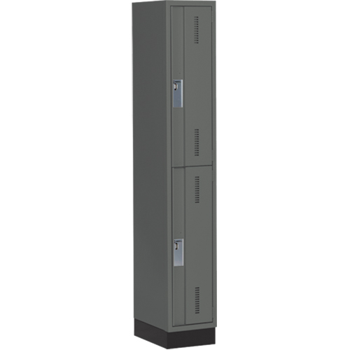 Concorde Heavy-Duty Lockers, 2 -tier, 12" x 18" x 76", Steel, Charcoal, Welded (Assembled) Sécurité Médic