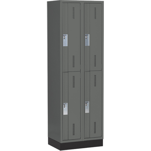 Concorde Heavy-Duty Lockers, 2 -tier, Bank of 2, 24" x 18" x 76", Steel, Charcoal, Welded (Assembled) Sécurité Médic