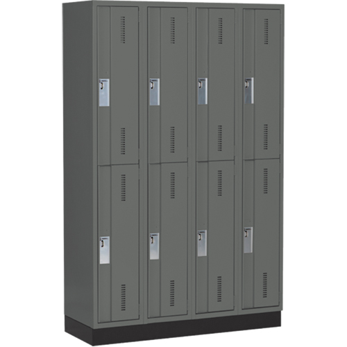 Concorde Heavy-Duty Lockers, 2 -tier, Bank of 4, 48" x 18" x 76", Steel, Charcoal, Welded (Assembled) Sécurité Médic