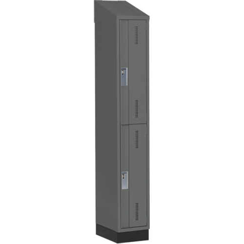 Concorde Heavy-Duty Lockers, 2 -tier, 12" x 18" x 82", Steel, Charcoal, Welded (Assembled) Sécurité Médic