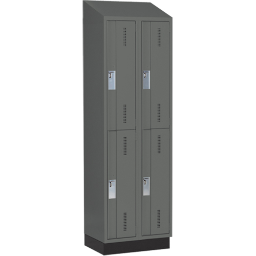 Concorde Heavy-Duty Lockers, 2 -tier, Bank of 2, 24" x 18" x 82", Steel, Charcoal, Welded (Assembled) Sécurité Médic