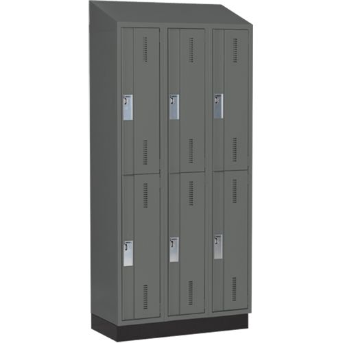 Concorde Heavy-Duty Lockers, 2 -tier, Bank of 3, 36" x 18" x 82", Steel, Charcoal, Welded (Assembled) Sécurité Médic