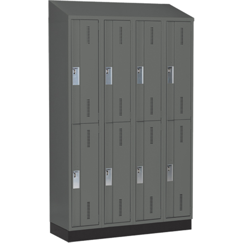 Concorde Heavy-Duty Lockers, 2 -tier, Bank of 4, 48" x 18" x 82", Steel, Charcoal, Welded (Assembled) Sécurité Médic