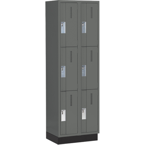 Concorde Heavy-Duty Lockers, 3 -tier, Bank of 2, 24" x 18" x 76", Steel, Charcoal, Welded (Assembled) Sécurité Médic