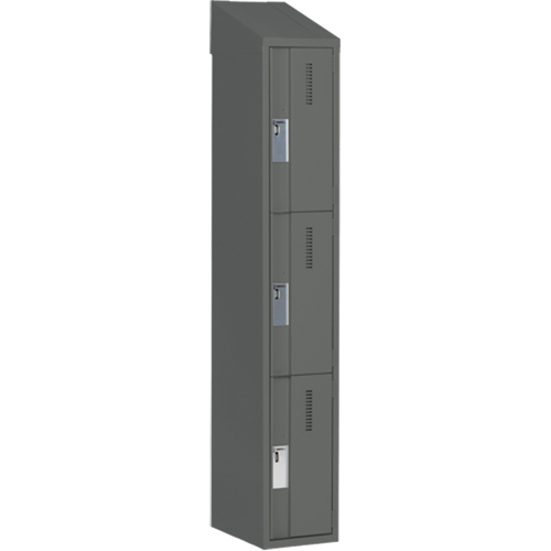 Concorde Heavy-Duty Lockers, 3 -tier, 12" x 18" x 78", Steel, Charcoal, Welded (Assembled) Sécurité Médic