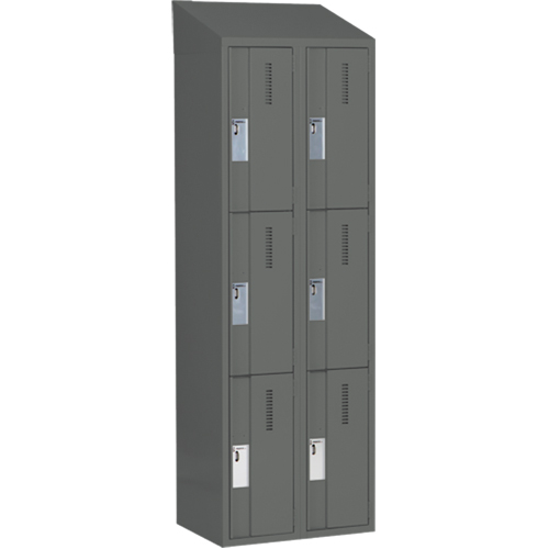 Concorde Heavy-Duty Lockers, 3 -tier, Bank of 2, 24" x 18" x 78", Steel, Charcoal, Welded (Assembled) Sécurité Médic