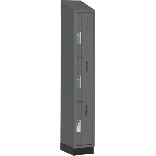 Concorde Heavy-Duty Lockers, 3 -tier, 12" x 18" x 82", Steel, Charcoal, Welded (Assembled) Sécurité Médic
