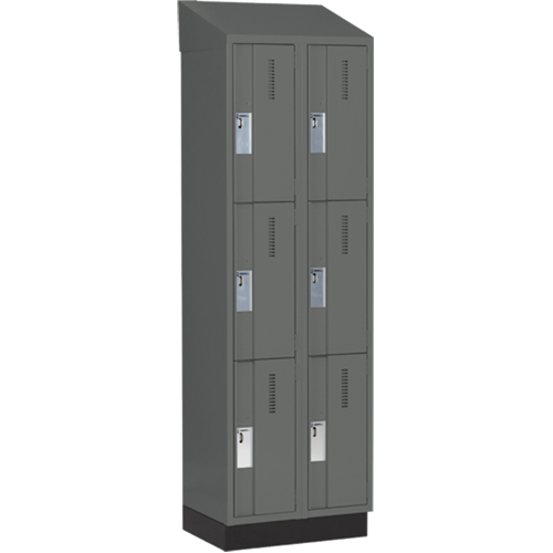 Concorde Heavy-Duty Lockers, 3 -tier, Bank of 2, 24" x 18" x 82", Steel, Charcoal, Welded (Assembled) Sécurité Médic