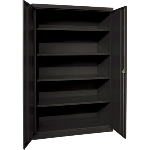 Deep Hi-Boy Storage Cabinet, Steel, 4 Shelves, 72" H x 36" W x 24" D, Black Sécurité Médic