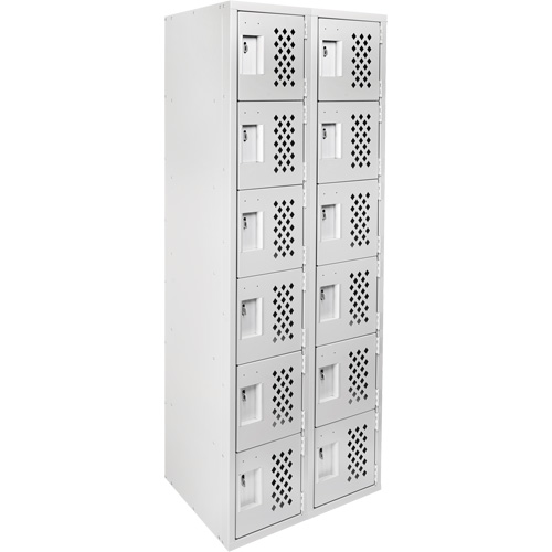Clean-Line Perforated Lockerette, 6 -tier, Bank of 2, 15" x 72" x 12", Steel Sécurité Médic