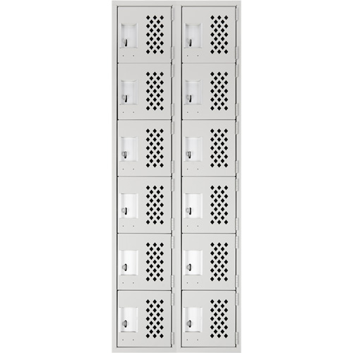 Clean-Line Perforated Lockerette, 6 -tier, Bank of 2, 15" x 72" x 12", Steel Sécurité Médic