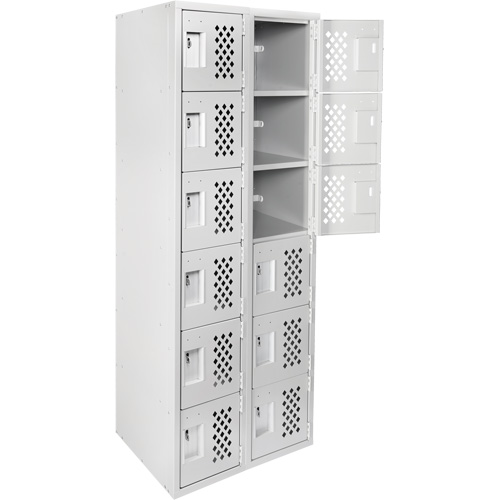 Clean-Line Perforated Lockerette, 6 -tier, Bank of 2, 15" x 72" x 12", Steel Sécurité Médic