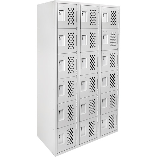 Clean-Line Perforated Lockerette, 6 -tier, Bank of 3, 15" x 72" x 12", Steel Sécurité Médic