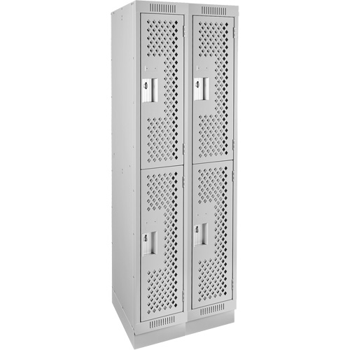 Casiers Clean Line, 2 niveaux, Bloc de 2, 24" x 15" x 76", Acier, Gris, Rivet (assembl&eacute;), Perfor&eacute; Sécurité Médic