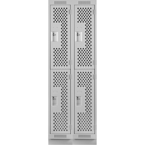 Casiers Clean Line, 2 niveaux, Bloc de 2, 24" x 15" x 76", Acier, Gris, Rivet (assembl&eacute;), Perfor&eacute; Sécurité Médic