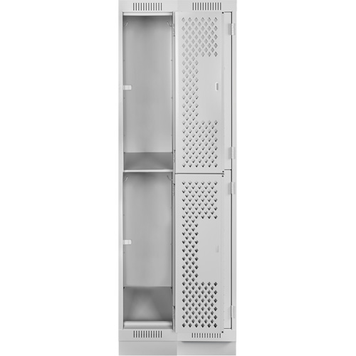 Casiers Clean Line, 2 niveaux, Bloc de 2, 24" x 15" x 76", Acier, Gris, Rivet (assembl&eacute;), Perfor&eacute; Sécurité Médic