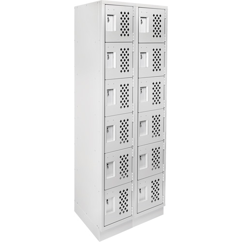 Clean-Line Perforated Lockerette, 6 -tier, Bank of 2, 15" x 72" x 12", Steel Sécurité Médic