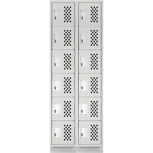 Clean-Line Perforated Lockerette, 6 -tier, Bank of 2, 15" x 72" x 12", Steel Sécurité Médic
