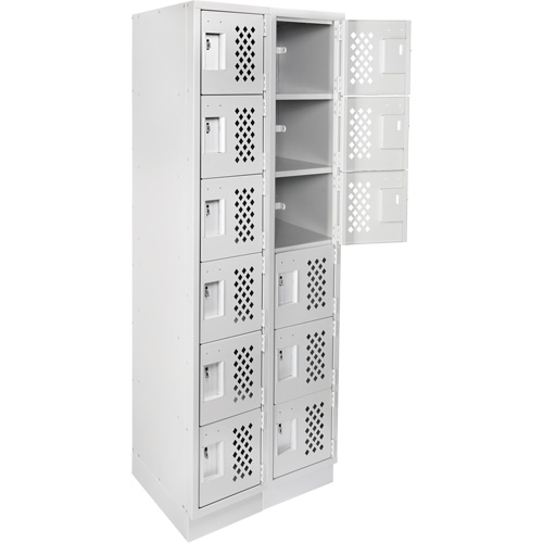 Clean-Line Perforated Lockerette, 6 -tier, Bank of 2, 15" x 72" x 12", Steel Sécurité Médic