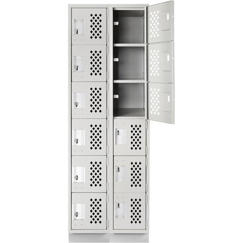 Clean-Line Perforated Lockerette, 6 -tier, Bank of 2, 15" x 72" x 12", Steel Sécurité Médic