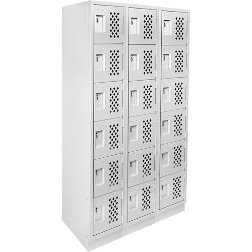 Clean-Line Perforated Lockerette, 6 -tier, Bank of 3, 12" x 72" x 12", Steel Sécurité Médic