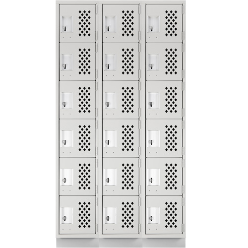 Clean-Line Perforated Lockerette, 6 -tier, Bank of 3, 12" x 72" x 12", Steel Sécurité Médic