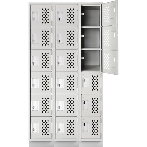 Clean-Line Perforated Lockerette, 6 -tier, Bank of 3, 12" x 72" x 12", Steel Sécurité Médic