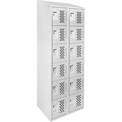 Clean-Line Perforated Lockerette, 6 -tier, Bank of 2, 12" x 72" x 12", Steel Sécurité Médic