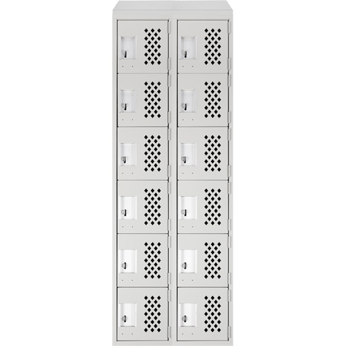 Clean-Line Perforated Lockerette, 6 -tier, Bank of 2, 12" x 72" x 12", Steel Sécurité Médic