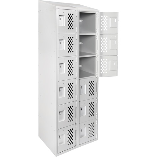 Clean-Line Perforated Lockerette, 6 -tier, Bank of 2, 12" x 72" x 12", Steel Sécurité Médic