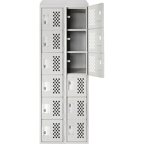 Clean-Line Perforated Lockerette, 6 -tier, Bank of 2, 12" x 72" x 12", Steel Sécurité Médic