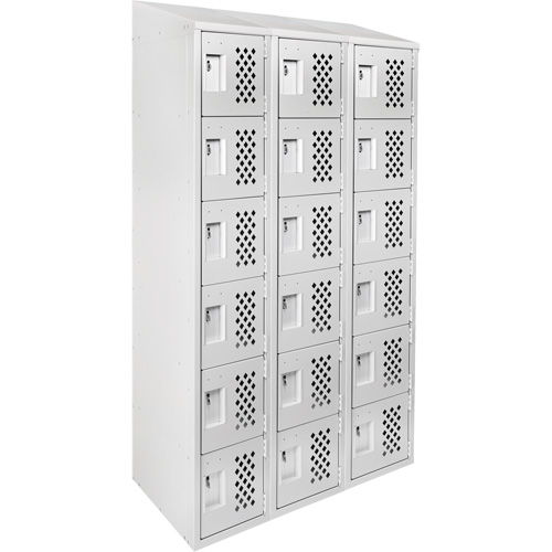 Clean-Line Perforated Lockerette, 6 -tier, Bank of 3, 12" x 72" x 12", Steel Sécurité Médic