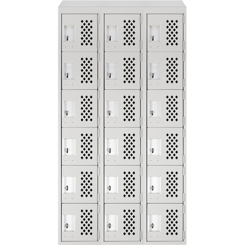 Clean-Line Perforated Lockerette, 6 -tier, Bank of 3, 12" x 72" x 12", Steel Sécurité Médic