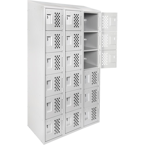 Clean-Line Perforated Lockerette, 6 -tier, Bank of 3, 12" x 72" x 12", Steel Sécurité Médic