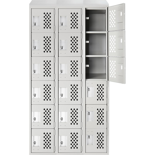 Clean-Line Perforated Lockerette, 6 -tier, Bank of 3, 12" x 72" x 12", Steel Sécurité Médic