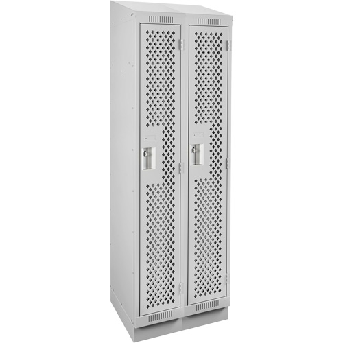 Clean Line Lockers, Bank of 2, 24" x 12" x 82", Steel, Grey, Rivet (Assembled), Perforated Sécurité Médic