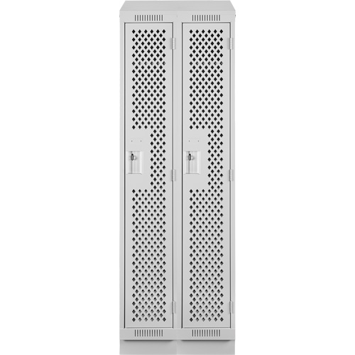 Clean Line Lockers, Bank of 2, 24" x 12" x 82", Steel, Grey, Rivet (Assembled), Perforated Sécurité Médic