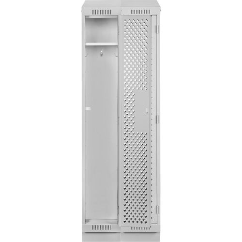Clean Line Lockers, Bank of 2, 24" x 12" x 82", Steel, Grey, Rivet (Assembled), Perforated Sécurité Médic