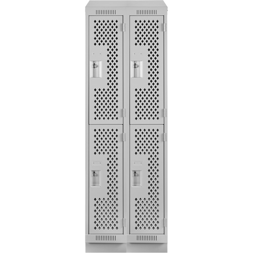 Casiers Clean Line, 2 niveaux, Bloc de 2, 24" x 12" x 82", Acier, Gris, Rivet (assembl&eacute;), Perfor&eacute; Sécurité Médic