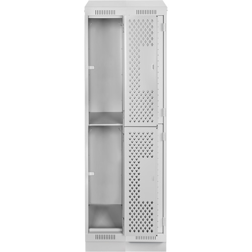 Casiers Clean Line, 2 niveaux, Bloc de 2, 24" x 12" x 82", Acier, Gris, Rivet (assembl&eacute;), Perfor&eacute; Sécurité Médic