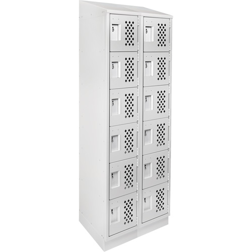 Assembled Lockerettes Clean Line Perforated Economy Lockers, 6 -tier, Bank of 2, 18" x 72" x 12", Steel Sécurité Médic